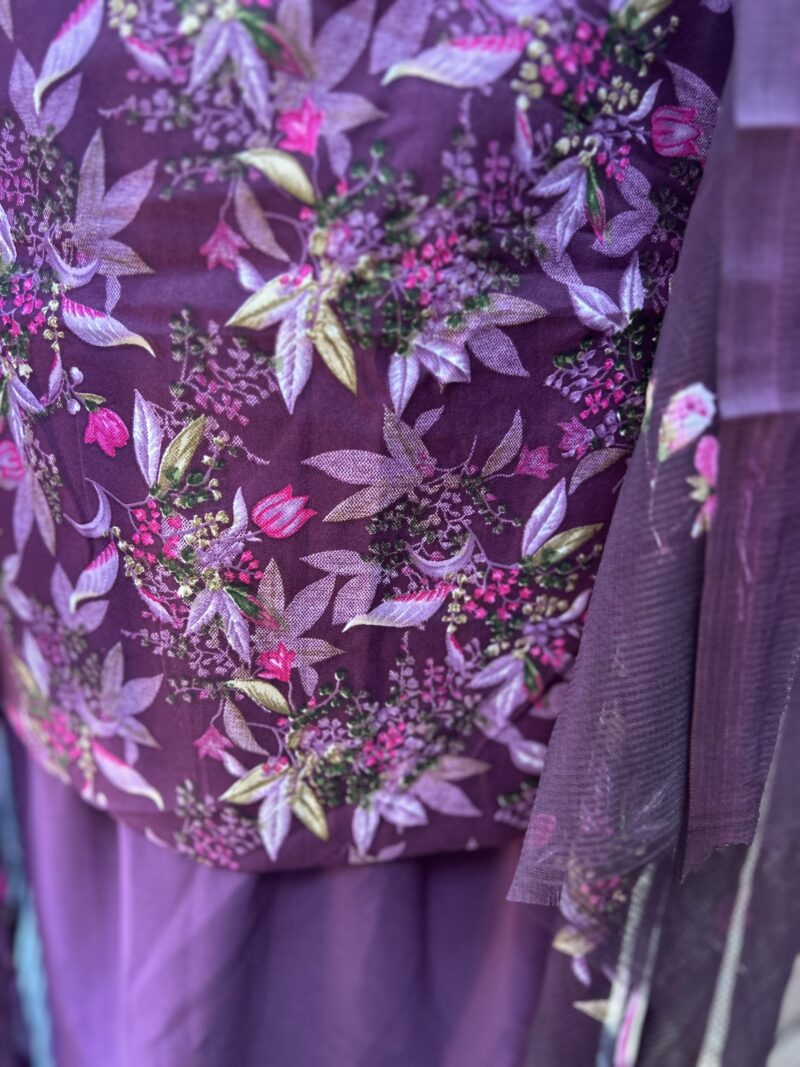 3 Pce Malai Crepe Print Unstitched Suit D139 - Image 2