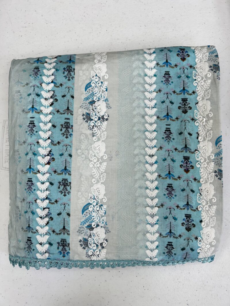 3 Pce Cotton Unstitched Suit with Embroidered Shalwar - Image 10