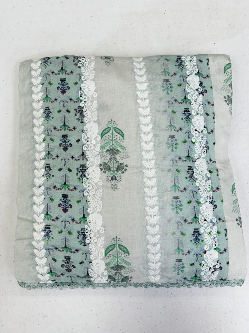 3 Pce Cotton Unstitched Suit with Embroidered Shalwar - Image 6