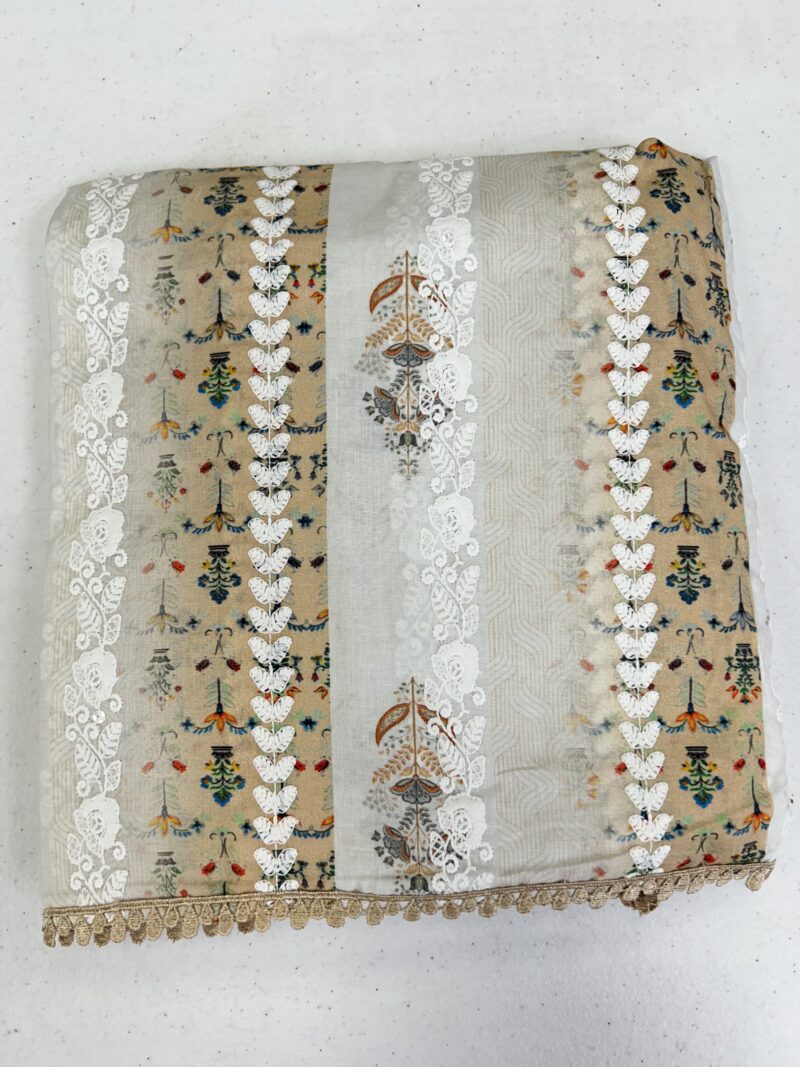 3 Pce Cotton Unstitched Suit with Embroidered Shalwar - Image 5