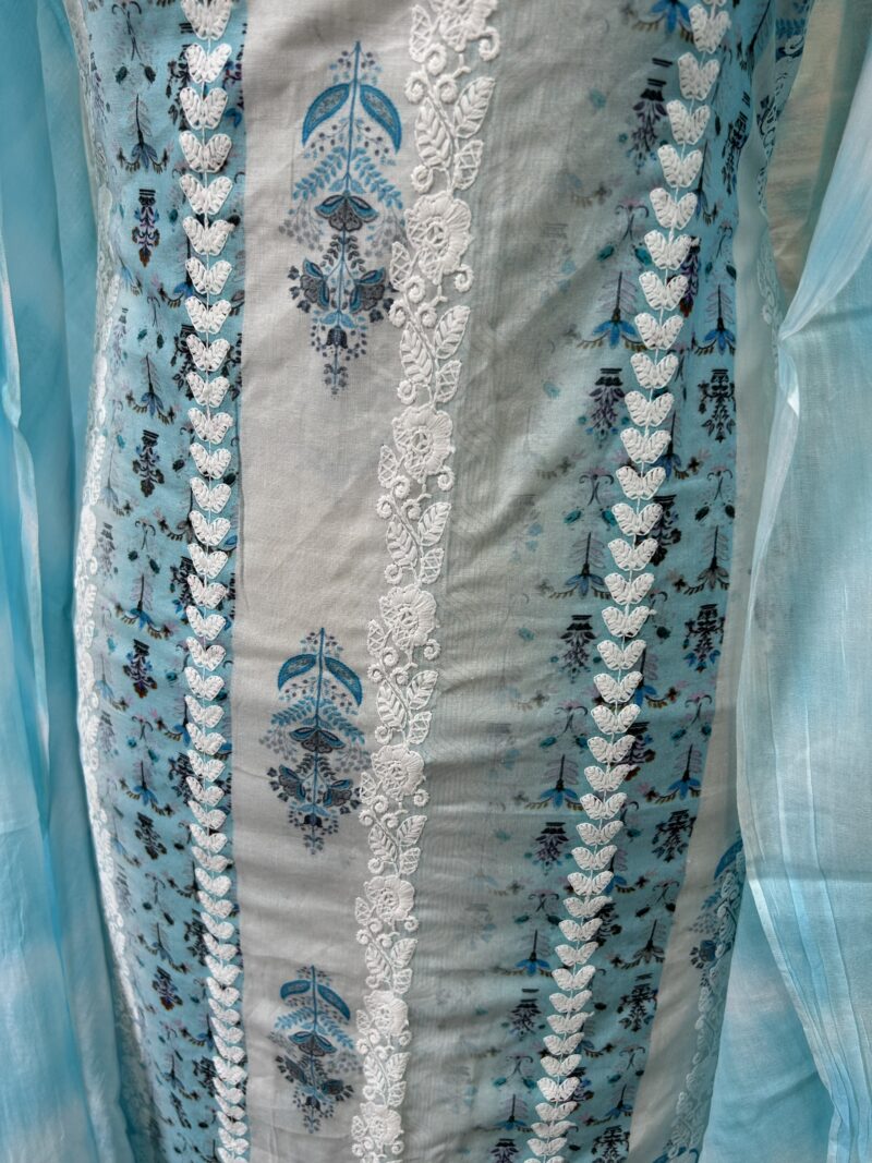 3 Pce Cotton Unstitched Suit with Embroidered Shalwar - Image 2